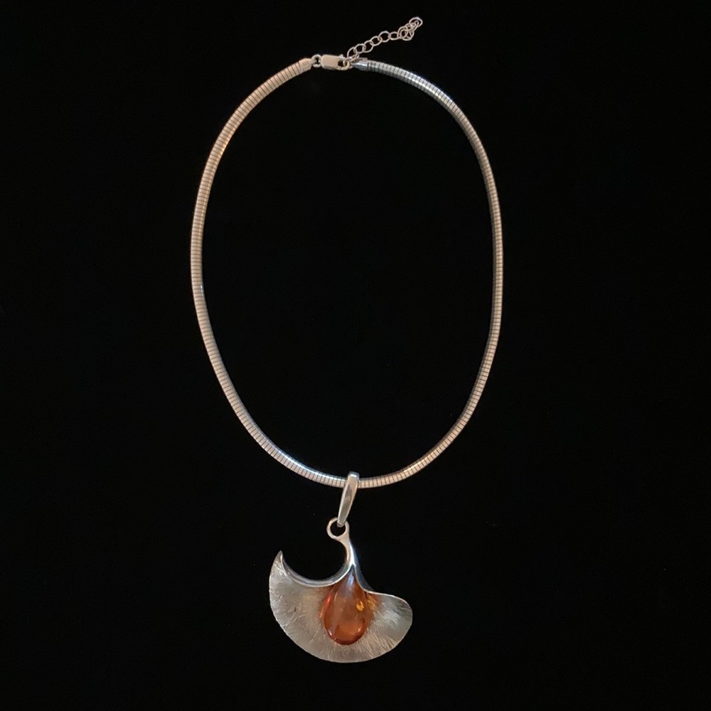 Amber and silver necklace